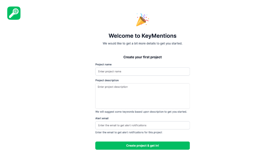 KeyMentions Create Project