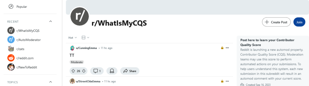 Wanna check your CQS? r/WhatIsMyCQS is the place to go!
